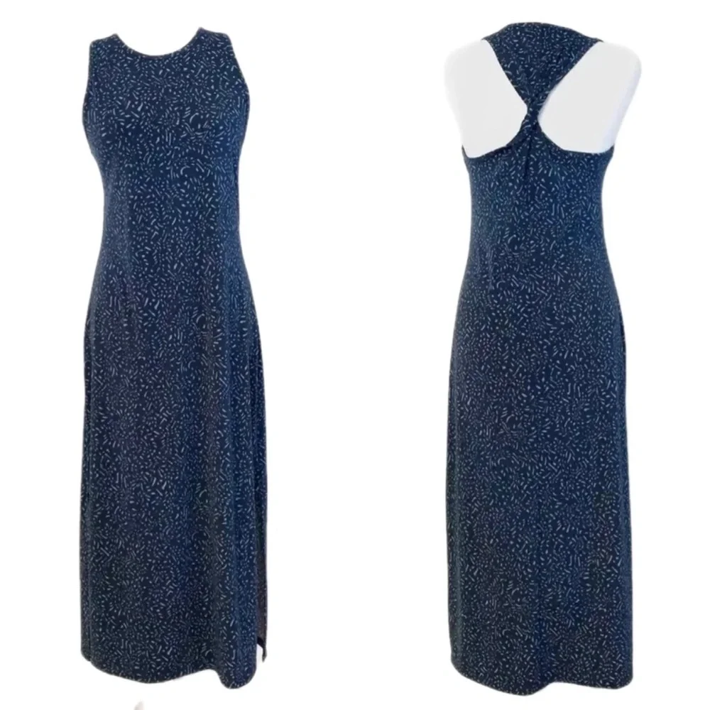 banana republic navy maxi dress Women's Open-Back Tie Maxi Dress Preppy Navy Regular Size M